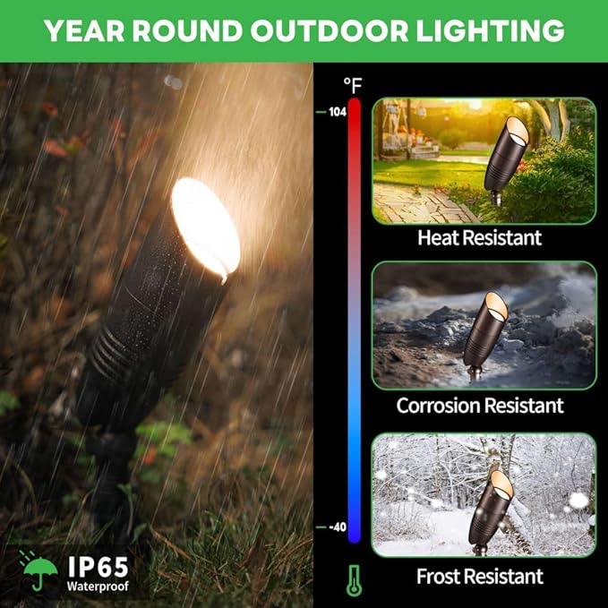 Outdoor Landscape Spotlights, 3000K/4000K/5000K Selectable LED, Low Voltage Waterproof Aluminum in ORB, Perfect for Flag Tree Patio Wall Illumination 6 Pack
