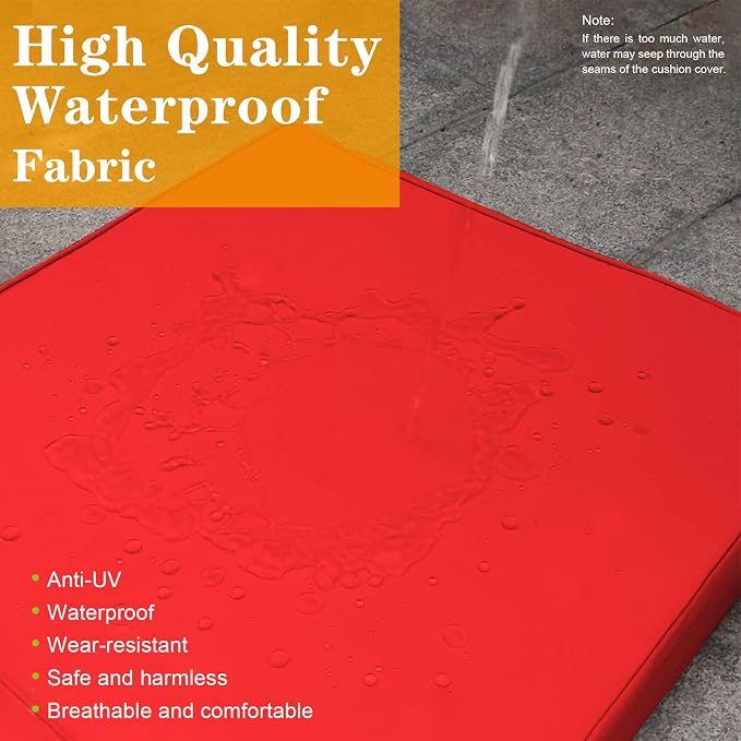 14 Piece Outdoor Patio Cushion Covers, Red | Replacement, Cushion Slipcovers, Water-Resistant, With Zipper