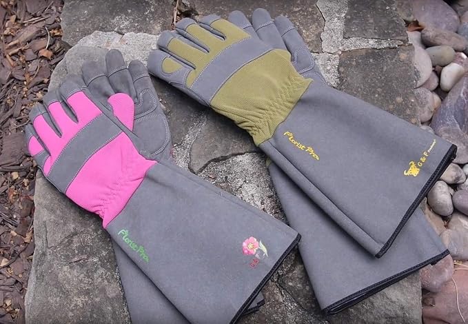 G & F Products Florist Pro Rose Gardening Gloves, Synthetic Leather Palm, Thorn Protection, Long Sleeve