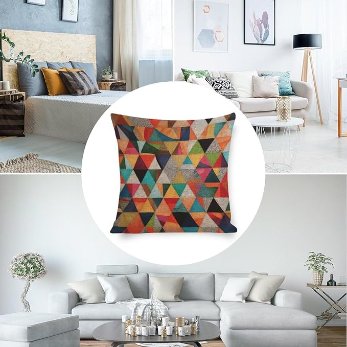 Pillowcase Colorful Fun Aesthetic Mid Century Modern Gomestry Throw Pillow Covers Vintage Abstract Pillowcover 16"x16" Decorative Couch Pillow Cover for Sofa outdoor pillows for patio furniture