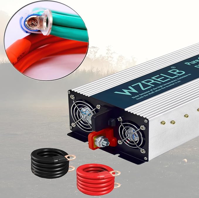 WZRELB 4000W Pure Sine Wave Inverter 48V DC to 110V 120V AC with LED Display,Remote Controller,Off-Grid Power Converter 8000W Surge with Dual AC Outlets, Hardwire Terminal for Home, RV, Truck, Camping