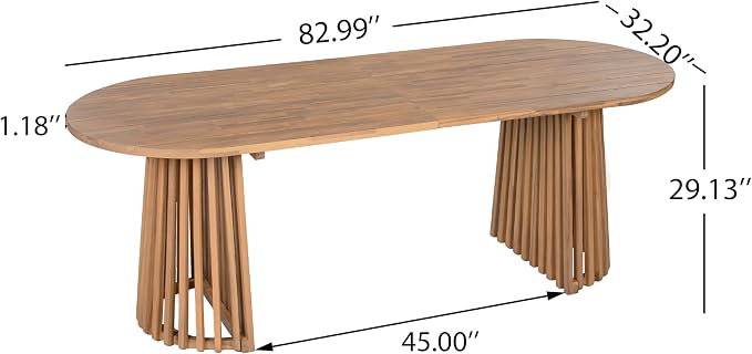 Christopher Knight Home Evana Acacia Wood Dining Table Set for 6, Solid Wood Outdoor Dining Set for 6, Modern Oval Patio Dining Table and Chair Set with Cushions, Brown + Light Teak + Beige