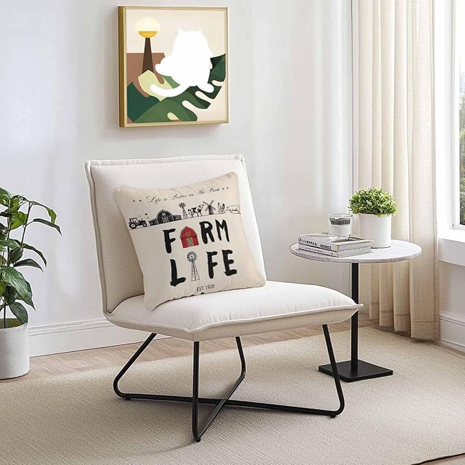 Outdoor Throw Pillows Covers 24x24 inch Set of 2 Waterproof Farm Life Decorative Zippered Cushion Covers for Patio Furniture, Retro Farmhouse Red Barn Windmill Cow Chicken Tractors Lumbar Pillowcases