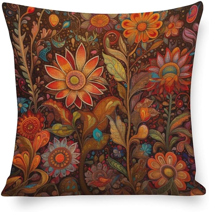 Pillowcover Oil Painting Colorful Garden Flowers Cushion Pillow Cover 18"x18" Fabulous Flowers Spring Pillowcase Farm Decorations Pillow Case for Farmhouse Decor Room Bedroom Sofa Chair Car