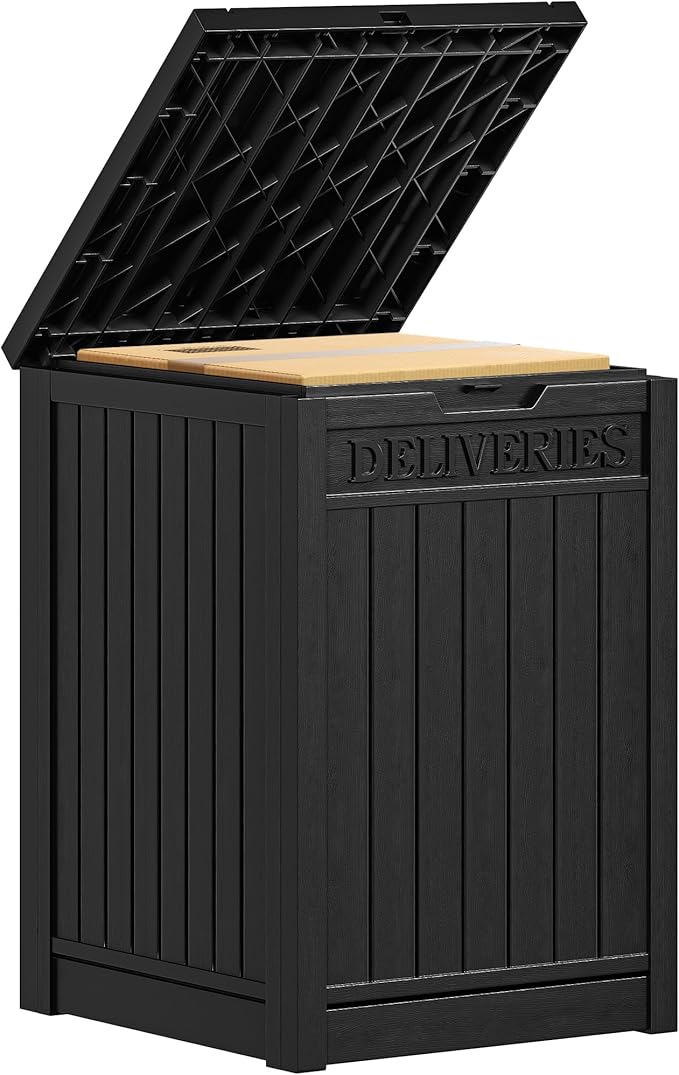 YITAHOME Resin Package Delivery Box 51 Gallon, Secure Lockable Resin Package Delivery Container, Deck Box for Porch & Curbside, Black