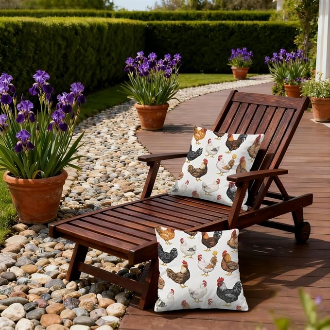 22x22 Inch Outdoor Pillow Covers Set of 2 Waterproof Throw Pillow Covers Decorative Couch Cushion Covers Chickens Egg Square Pillowcases Protectors for Patio Garden Sofa