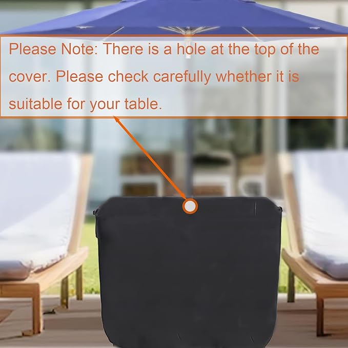 Cover for Patio Table with Umbrella Hole, Waterproof Rattan Wicker Umbrella Stand Table Outdoor Side Table Cover- 22”L x 22”W x 18”H