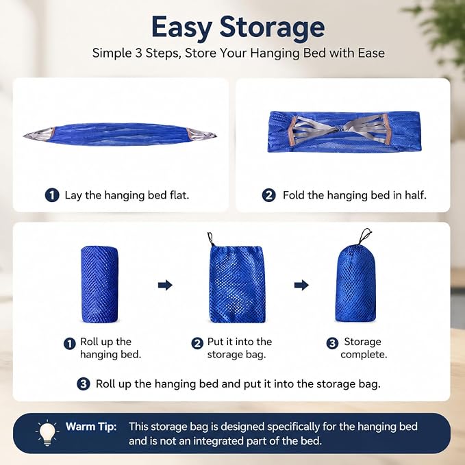 Double Hammock for Camping Outdoor Portable Mesh Swing Chair | Breathable Fabric, Anti Roll Design, Extra Thick Weave, Stable Support, Easy Setup, Space Saving Storage
