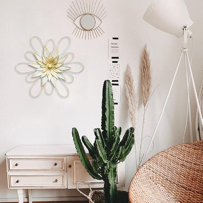 hogardeck Metal Flower Wall Decor - 13" Metal Floral Wall Decoration for Bedroom, Living Room, Bathroom, Kitchen, Outdoor Wall Art