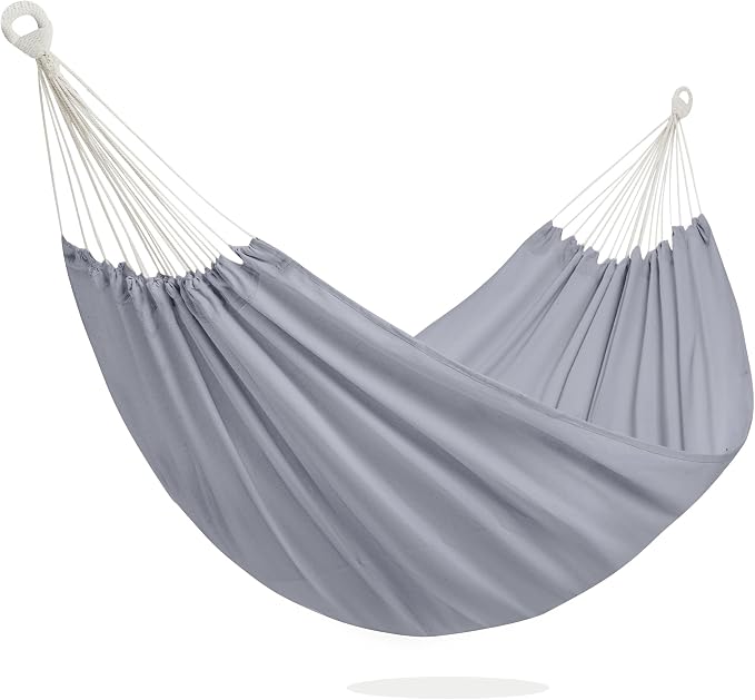 PNAEUT Double Hammocks for Outside, Replacement Outdoor Tree Hammock for Indoor Patio Porch Garden (Light Gray, Medium)