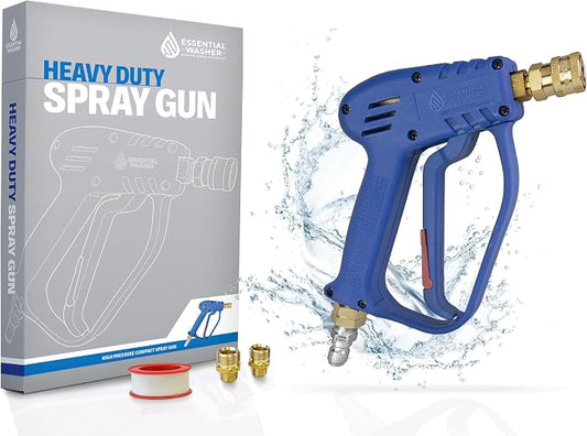 Essential Washer Short Pressure Washer Gun with Brass Quick Connect & M22 Adaptors Compatible with Foam Cannon | High Pressure Water 4000 PSI