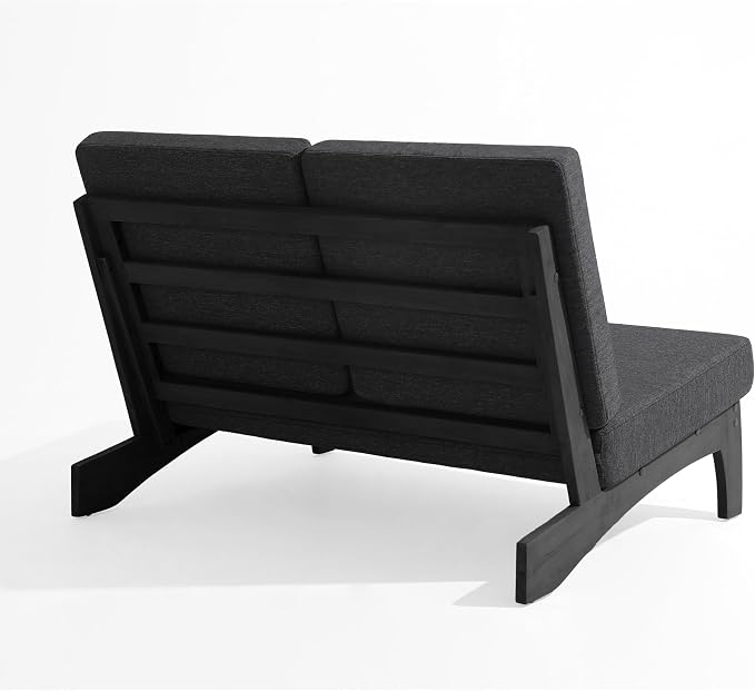 Pia Ricoo 1-Piece Patio Furniture Set, Outdoor Loveseat with 4.5-Inch Thick Cushions, All-Weather Outdoor Sofa for Backyard, Deck, Lawn - Drak/Dark (Split Back)