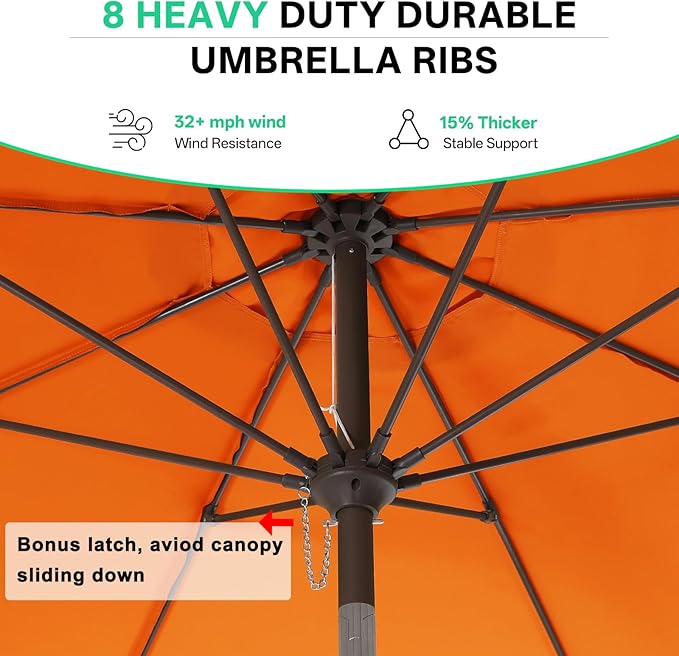 ABCCANOPY 10ft Scalloped Patio Umbrella, Outdoor Table Umbrella with Tilt and Crank, Fiberglass Ribs Deck Umbrella for Patio, Pool, Garden, Picnic (Orange)