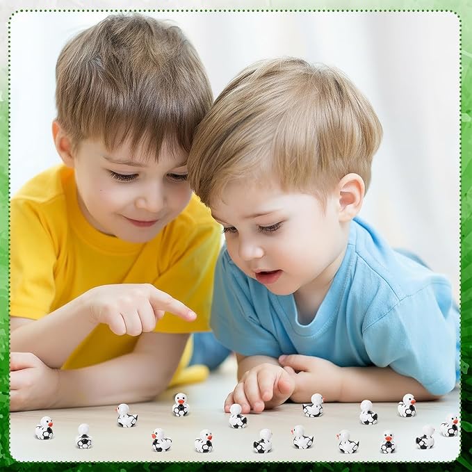 30 Pcs Soccer Ducks, Mini Soccer Resin Ducks Bulk, Fun Printed Toy Figures for Sports Party Favors, Themed Decor, Kids Gift Collection (Soccer)