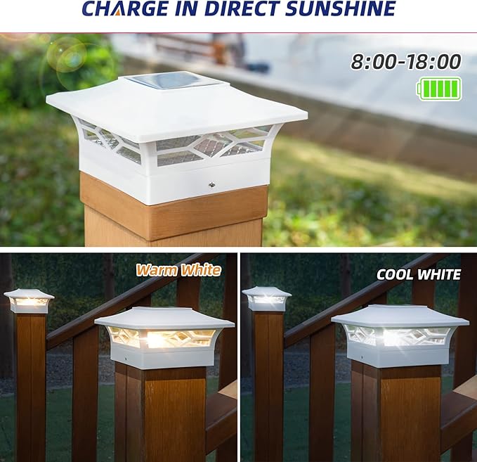 APONUO Solar Post Cap Lights,12 Pack 2-Modes Bright 4x4 Post Solar Lights Auto On Off,Outdoor Waterproof Garden Patio Fence Deck Patio Decor for Fence Deck Post Caps 4x4 6x6 Wood,4x4 Vinyl