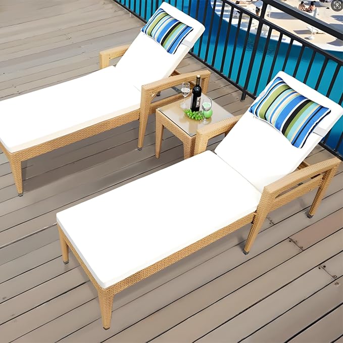 Enipate Outdoor Pillow for Chaise Lounge Chair Pack of 2 Water Resistant Headrest Lumbar Pillows with Adjustable Elastic Strap Removable Machine Washable for Pool Patio Beach Chair Garden Furniture