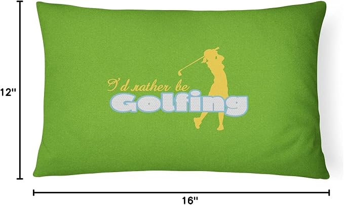 Caroline's Treasures SB3093PW1216 I'd Rather be Golfing Woman on Green Canvas Fabric Decorative Pillow Machine Washable, Indoor Outdoor Decorative Pillow for Couch, Bed or Patio, 12HX16W