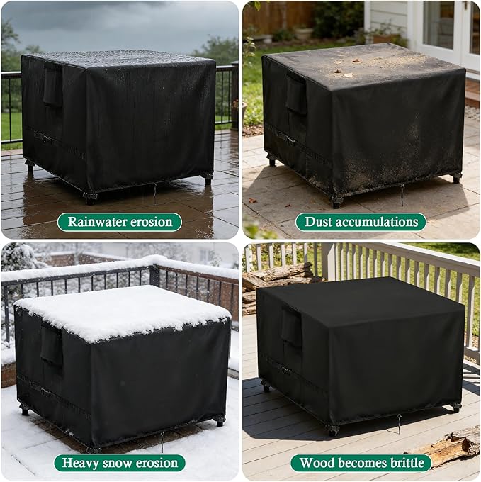 Outdoor Table Cover Square 28 inch Patio Table Cover Waterproof Patio Furniture Covers Rectangular for Outside Small Table and Chair Sets, Fire Pit, Coffee Table, Ottoman-28"L x 28"W x 28"H