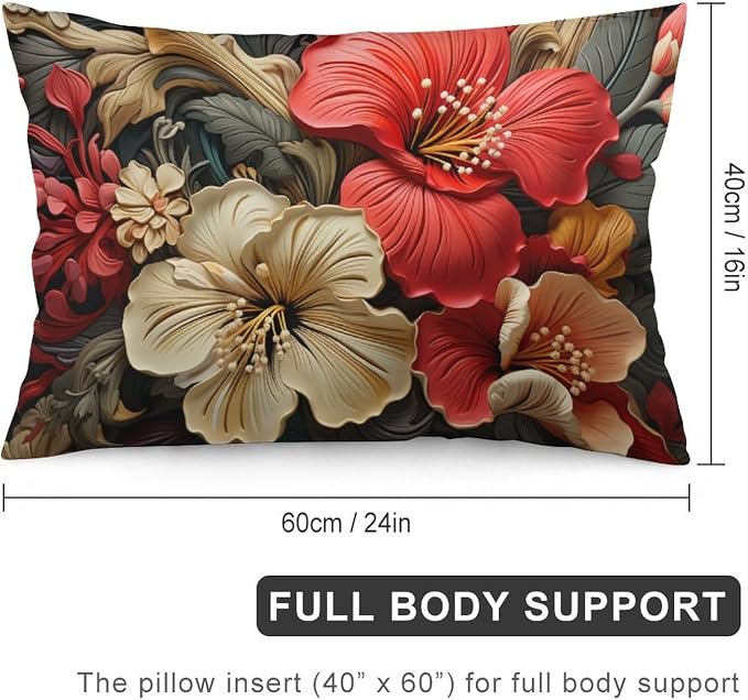 Tropical Black and Gold Tropical Floral Pillow Cases 16 "x24 Green Plant Hawaiian Pink Red Floral Throw Pillow Case Cushion Cover Throw Pillows Cover for Couch Sofa Pillowcase Only