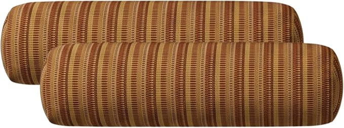 RSH DECOR: Sunbrella Neck Roll Pillows Set of 2 | 20” x 6” | Outdoor Bolster for Patio, Deck, Porch, or Poolside Furniture | Water & Fade-Resistant | Made in USA (Limelite Teak)