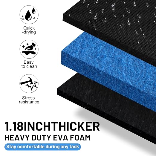 Foldable Mechanic Kneeling Pad,22.44" Wide EVA Foam Mat,1 Pack,Blue | 1.2" Thick High Density Cushioning Foam Kneeling Mat with Tool Slots for Car Repair, Gardening, Yardwork,Auto-Repair,Camping
