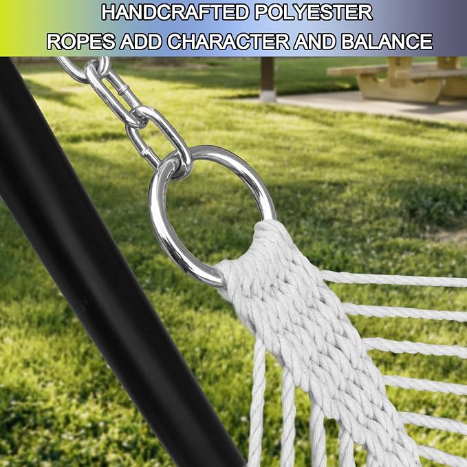 SZHLUX Outdoor Quilted Fabric Hammock with Spreader Bars and Detachable Pillow and Chains,Outdoor Patio Backyard Poolside, 450 LBS Weight Capacity, Green