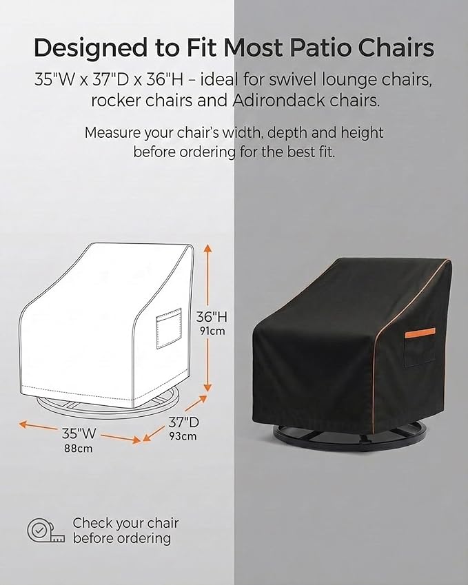 Outdoor Waterproof Patio Chair Covers, Heavy Duty oxford coating Weather Resistant Patio Furniture Covers 600D 35W x 37D x 36H inches 4-Pack, Black