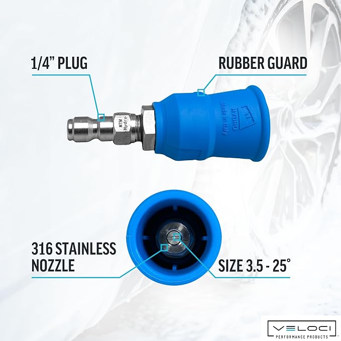 MTM Hydro Acqualine Pressure Washer Nozzle Guard Holder Tips Protector with 1/4” Quick Coupler Plug, 25 Degrees 3.5