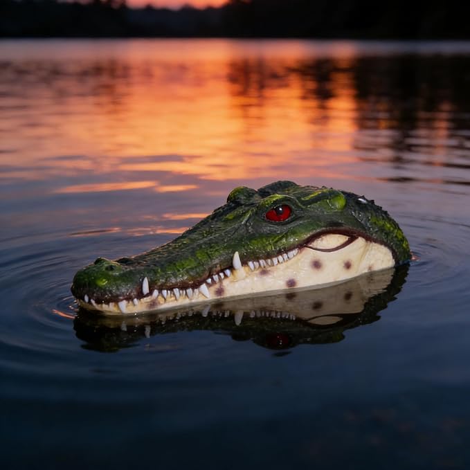 Pond Floating Alligator Head Decoy, Pools Float Fake Gator Head Duck Detterent Crocodile Head Decoy for Koi Garden Yard Decoration Swimming Pool Animal Protector