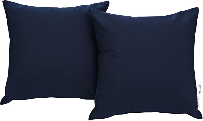 Modway Summon Outdoor Patio Two All-Weather Decor Throw Pillows Sunbrella® Fabric in Navy