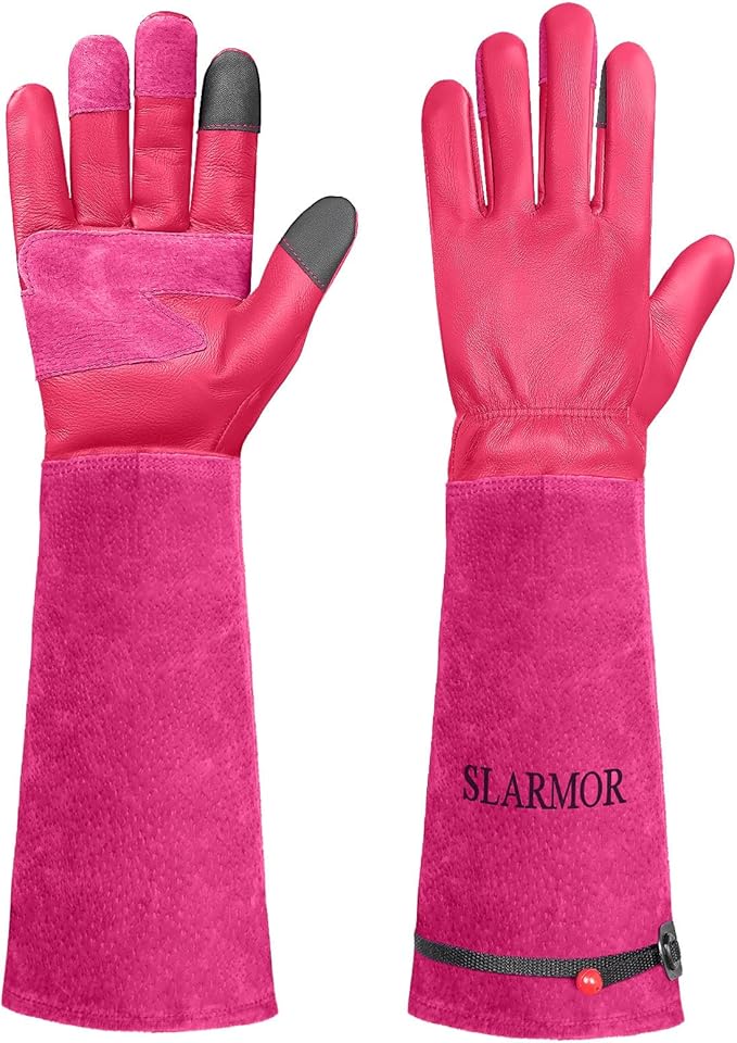 Gardening Gloves for Women Men, Long Thorn Proof Rose Pruning Glove | Womens Long Leather Garden Glove, Heavy Duty Gauntlet, Work Glove for Weeding, Yard Planting, Best Garden Gifts for Gardener