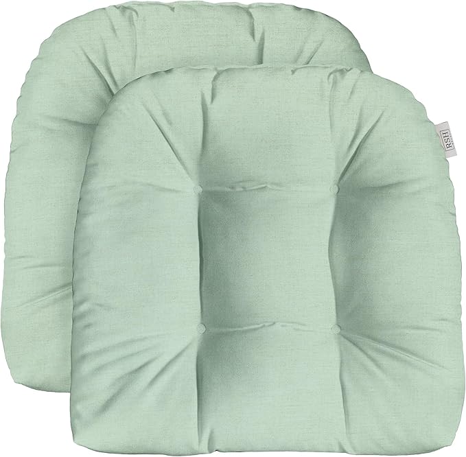 RSH DECOR: Sunbrella Tufted Wicker U-Shape Cushions Set of 2 | 22” x 22” | Outdoor Seat Cushions for Patio Furniture| Crafted with Sunbrella Performance Fabric | Canvas Spa - Made in USA