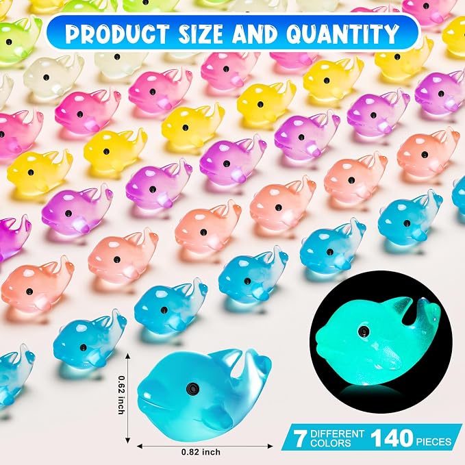 68PCS Luminous Mini Resin Dolphins Tiny Dolphin for Micro Garden | Tiny Dolphin Figurines Glow in The Dark, Cute Miniature Dolphins Animal Statues, Landscape Aquarium Birthday Hidden Game