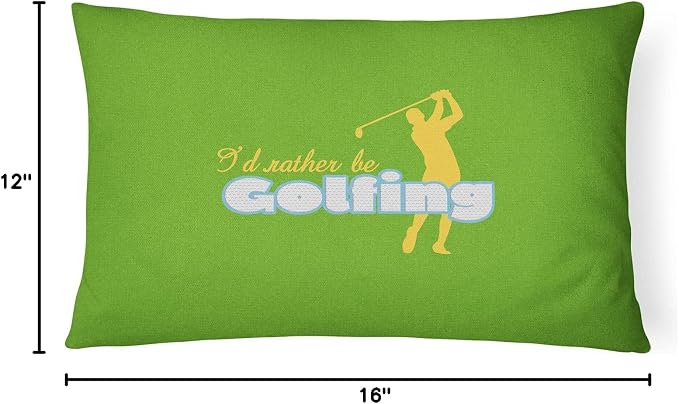 Caroline's Treasures SB3092PW1216 I'd Rather be Golfing Man on Green Canvas Fabric Decorative Pillow Machine Washable, Indoor Outdoor Decorative Pillow for Couch, Bed or Patio, 12HX16W