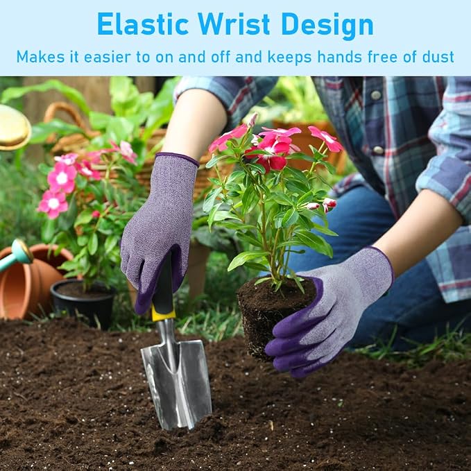 Ainiv 3 Pairs Kids Gardening Gloves Thorn Proof | Soft Rubber Coated Kids Work Gloves with Grippy Gardening Gift