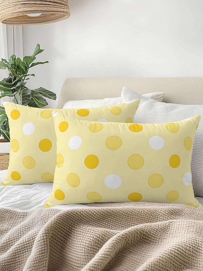 Waterproof Outdoor Pillow 1 Pack Yellow Polka Dots Decorative Throw Pillows Cover & Insert 20x12 Inch Lumbar Pillowcase Funny Circles Spots Pillows for Couch Sofa Bed Patio Furniture Indoor Outdoor
