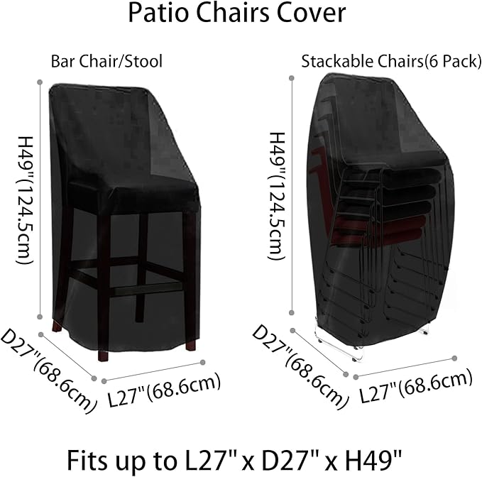 RosieLily Outdoor Chair Covers, High Back Patio Chair Covers Waterproof, Heavy Duty Patio Furniture Covers, Stackable Outdoor Bar Stool Covers, 600D, High Back with Lock Hole-1 Pack