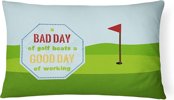 Caroline's Treasures SB3091PW1216 A Bad Day at Golf Canvas Fabric Decorative Pillow Machine Washable, Indoor Outdoor Decorative Pillow for Couch, Bed or Patio, 12HX16W