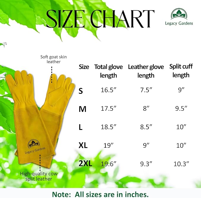 Leather Gardening Gloves for Women & Men, Long Garden Gloves, Cowhide Gauntlet Rose Pruning Thorn Resistant, Forearm Protection, XL, Yellow