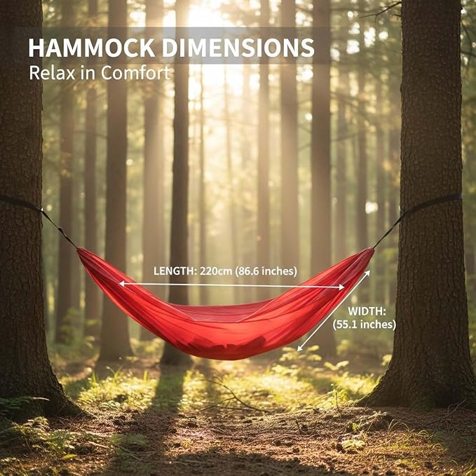 Foldable Portable Hammock for Travel and Outdoor Activities, Breathable Fabric Hanging Hammock with Adjustable Rope, Perfect for Camping, Garden, Patio, Beach Or Hiking Trips
