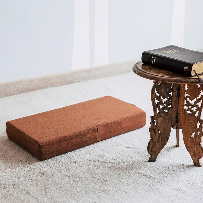 RattanView Small Personal Prayer Kneeler Pad 15 Inch Religious Kneeling Pillow Pad Linen-Look Fabric High Density Foam Church Praying Pillow for Prayer Group Session Kneeling Christian Gift