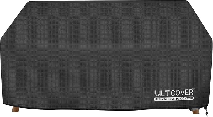 ULTCOVER Waterproof Outdoor Deep Seat Sofa Bench Cover 104W x 40D x 35H inch Patio Furniture Couch Cover, Black