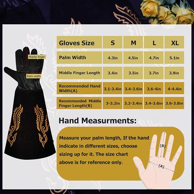 Cactus Garden Gloves (Real Thorn proof), Puncture Proof, Long Leather, Women & Men, Heavy Duty- Great for Gardening, Rose Pruning, Cacti Trimming, Weeding, Pull Thistle, Plant (Black, S)