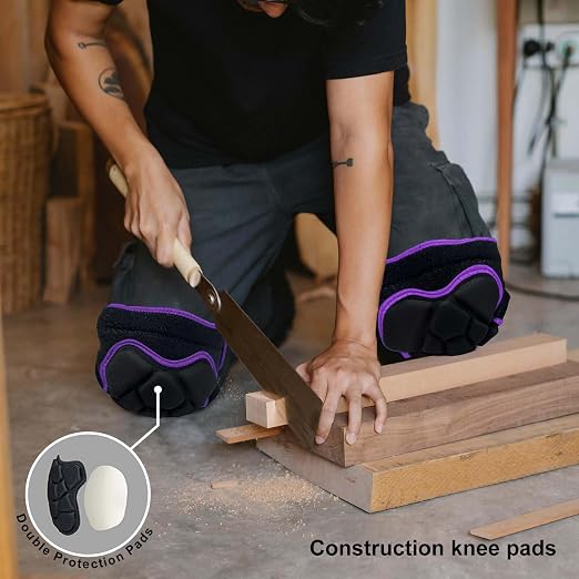 Work Knee Pads Adjustable for Men Women, Waterproof foam, Purple L,1 Pair | Dual-Layer Foam Padding, Waterproof Knee Cushion, Adjustable, Comfortable Pad for House Work, Scrubbing Floors, Flooring Work