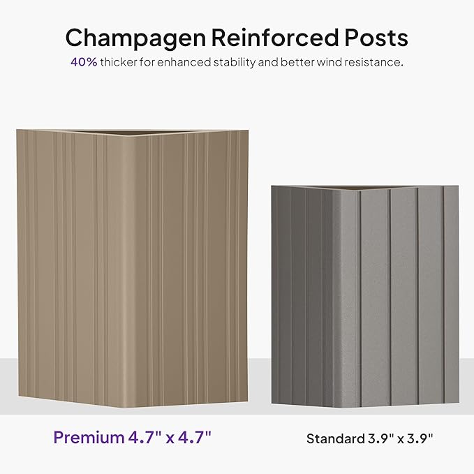PURPLE LEAF Outdoor Gazebo 13'X15'，Champagne Hardtop Gazebo with Galvanized Steel Double Roof, Permanent Patio Gazebo with Curtains and Netting for Patio Lawn Garden and Deck