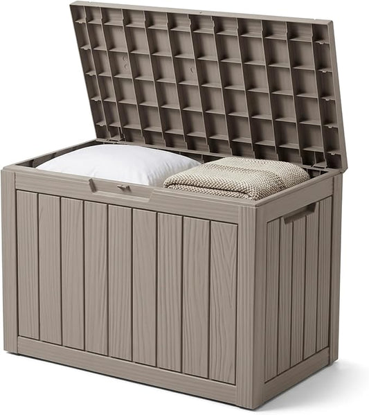 Outdoor Storage Box, 50 Gallon Waterproof Deck Box [Upgraded 3.0], Snap-Together Storage Bin for Chair Cushions, Porch Throw Pillows, Lockable Small Coffee Table Ottoman, Patio Garden, Grey