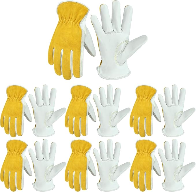 HANDLANDY Leather Gardening Gloves, Leather Work Gloves for Men Women | Durable Utility Men Women Garden Yard Working Glove, for Landscaping, Mechanic, Construction, Driving, Farming, Ranching