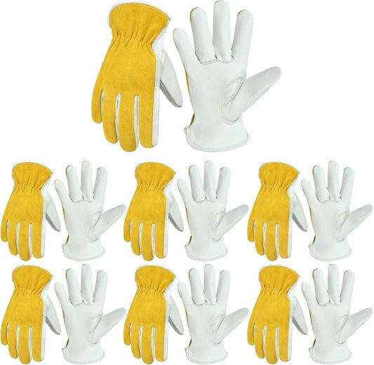 HANDLANDY Leather Gardening Gloves, Leather Work Gloves for Men Women | Durable Utility Men Women Garden Yard Working Glove, for Landscaping, Mechanic, Construction, Driving, Farming, Ranching