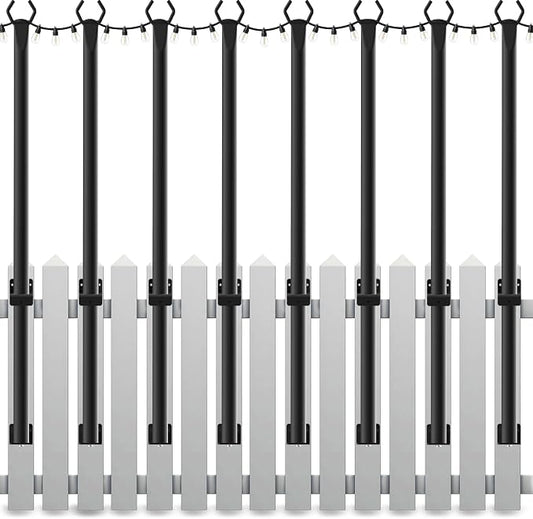Mutovlin 8 Pack String Light Poles,5 Ft Light Poles for Outside String Lights,Outdoor Lights Pole with Fork,Metal Poles Stand for Patio Deck Backyard