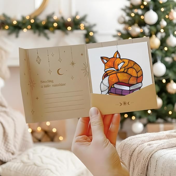 Sleeping Fox Book Acrylic Suncatcher, Bookish Suncatchers for Window Hanging Ornament, Art Garden Decor for Book Lover Reader Bookworm, Gifts for Mother's Day, Mom, Grandma, Wife, Women, Nana
